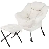 OEM Relaxsessel mit Hocker, Armlehnen, Seitentasche, beige