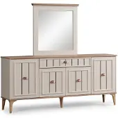 AEA Modernes Weißes Sideboard Spiegel Esszimmer Holz Luxus Design Möbel