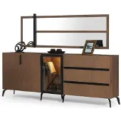 AEA Sideboard Spiegel Kommode Holz Braun Schwarz Modern Eleganter Luxus