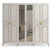 AEA Schrank Kleiderschrank Drehtürenschrank Weiss Gold Modern Luxus