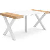 OEM Ausziehbarer Esstisch 160 cm, Eiche & Weiß, für 8 Personen