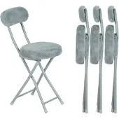 OEM 4er-Set Klappstühle mit Kunstfell, grau, 32x35x75 cm