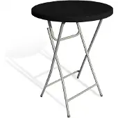Ambitent Klappbarer Stehtisch Ø 80 cm, Höhe 110 cm – schwarze HDPE-Platte, Stahlgestell