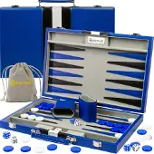 OEM Backgammon-Set für Erwachsene, 38,1 cm, Kunstleder, 2 Spieler