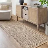 OEM Boho-Teppich, wetterfest, 80x220 cm, dunkelbeige/schwarz