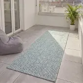 OEM In- & Outdoor-Teppich Iowa, Blauw, 80x250 cm, Boho-Jute-Look