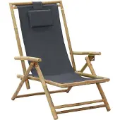 Merkloos Verstellbarer Bambus-Relaxstuhl mit Kissen für Garten und Terrasse