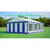 Ambitent Ersatzdach für Partyzelt 5x8 m – PVC 500 g/m², Seitenhöhe 2 m, ohne Gestell - Blau-Weiß