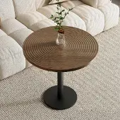 Ninkear Runder Esstisch Ø80cm, Holzoptik, schwarzer Metallrahmen (Wood)