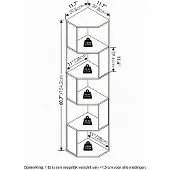 OEM Eckregal mit 5 Ebenen, Bücherregal, Aufbewahrungsregal, Weiß