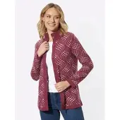 Sieh an! Strickjacke in malve-ecru-gemustert | Gr.: 50
