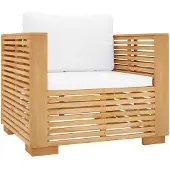 vidaXL Gartensessel mit Creme Kissen Massivholz Teak