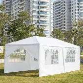 Alightup Faltpavillon 3x6m Wasserdicht mit 6 UV-Wänden Weiß PE-Plane