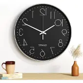 LTPRTZ Wanduhren – Moderne Uhren – Zeitanzeige – Geräuscharmer Mechanismus – 30 cm – Schwarz