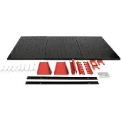 LTPRTZ Werkzeugwand – Ablagebrett – Werkstattorganisation – Verstellbare Haken – 120x60 cm – Schwarz