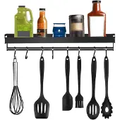 LTPRTZ Küchenregal – Wandhalterung – Zur Raumorganisation – Ohne Bohren – 40 cm – Schwarz