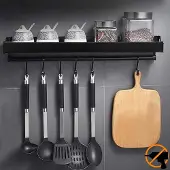 LTPRTZ Küchenregal – Gewürzregal – Küchenorganisation – Ohne Bohren – 40 cm – Matt Schwarz
