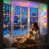 LILIIN Eiszapfen Weihnachtsbeleuchtung 15m 600LEDs Bunt, 8 Leuchtmodi & Helligkeitsstufen mit Speicherfunktion