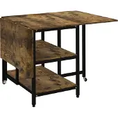 Novavision Klapptisch Esstisch Rollen 140x80cm 2-6 Personen 2 Ablagen Rustikal-Braun Stahl