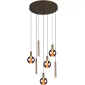 TRIO LED-Hängelampe Melaro Ø 59 cm platin, Metall/Glas CCT 7-flg.