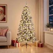 Syfax Künstlicher klappbarer Weihnachtsbaum 240 cm 300 LEDs