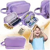Maaleo 24518 Federmäppchen Violett Drei Fächer Organizer