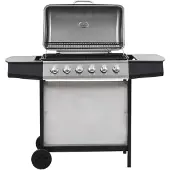 vidaXL Gasgrill mit 6 Flammen Edelstahl Silbern