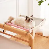 Dripio Katzen-Fensterplatz, Holz-Sitzstange, Hängematte, rosa, 18 kg