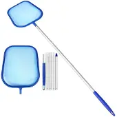 Merkloos Schwimmbad-Skimmer – 150 cm – Teleskopischer Aluminiumstab – Feines Netz