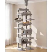 Dripio Kratzbaum Hellgrau mit Spielzeug, 135 cm hoch