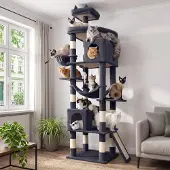 Dripio Katzenbaum 213 cm, Heavy Duty, 11 Sisal-Kratzstämme, 2 Häuschen, Hängematte