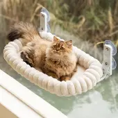 Dripio Katzen-Fensterliege Hängematte, faltbar, 54x36 cm, bis 18 kg, Creme