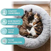 Dripio Hundebett, Polyester, rund, erhöhter Rand, Perle, 70x70 cm
