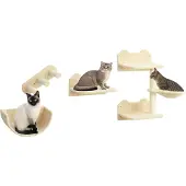 PawHut Katzen Kletterwand 4 tlg. mit Kaztentreppe Hängematte, Sprungplatt