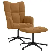 vidaXL Relaxsessel mit Hocker Braun Samt