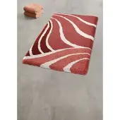Kleine wolke Badematte "Flame, Badvorleger, Badezimmer Teppich", rot (marsala), H:15mm, Polyacryl, Badematten, Badematte, Badteppich, modernes Wellen Design