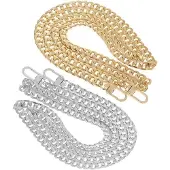 Markenlos Verlängerungskette Handtasche 2 Stück 120 cm Gold und Silber