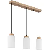 Globo Hängeleuchte Rowena, holz hell/weiß, Glas, 3-flammig, E27