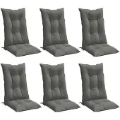 Syfax Hochlehner-Auflagen 6 Stk. Melange Dunkelgrau 120x50x7 cm Stoff