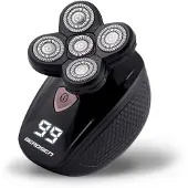 Berdsen Rasierer 6in1 Herren Elektrisch Rotationsrasierer Nasenhaartrimmer Gesichtsreinigungsbürste LCD Schwarz