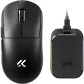 MCHOSE A7 V2 Ultra+ Wireless Gaming Maus 59g - PAW3950 42K DPI 8K Bluetooth 2.4 GHz USB-C Dock, Schwarz