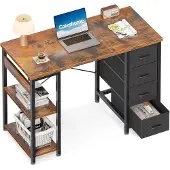 Merkloos Kompakter Schreibtisch mit vier Schubladen, 100x40 cm, braun