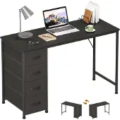 Merkloos Schreibtisch mit 4 Schubladen, 120 cm breit, schwarz, höhenverstellbar