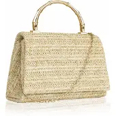 Merkloos Boho-Stil Handtasche für Damen aus Stroh mit geflochtenem Henkel
