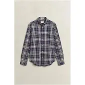 Gant für Herren. 3263001 Blau kariertes Hemd (S), Lässig, Baumwolle, Langarm