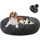 Dripio Donut-Hundebett, Plüsch, waschbar, dunkelgrau, Ø 40 cm