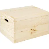 Markenlos Holz Aufbewahrungsbox mit Deckel 40x30x23 cm Rohholz Stabile Holzkiste