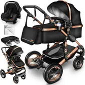 Kiduku Kinderwagen Komplettset 3in1 Schwarz