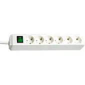 Brennenstuhl Eco-Line Steckdosenleiste mit Schalter 6-fach weiß 3m H05VV-F 3G1,5, 1159520400