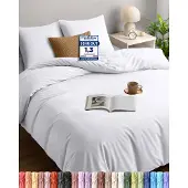 Utopia Bedding Bettwäsche 155x220 cm + 2 Kissenbezüge 80x80 cm, Weiß
